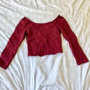 American Eagle Burgandy Lace Wrap Back Crop Top
